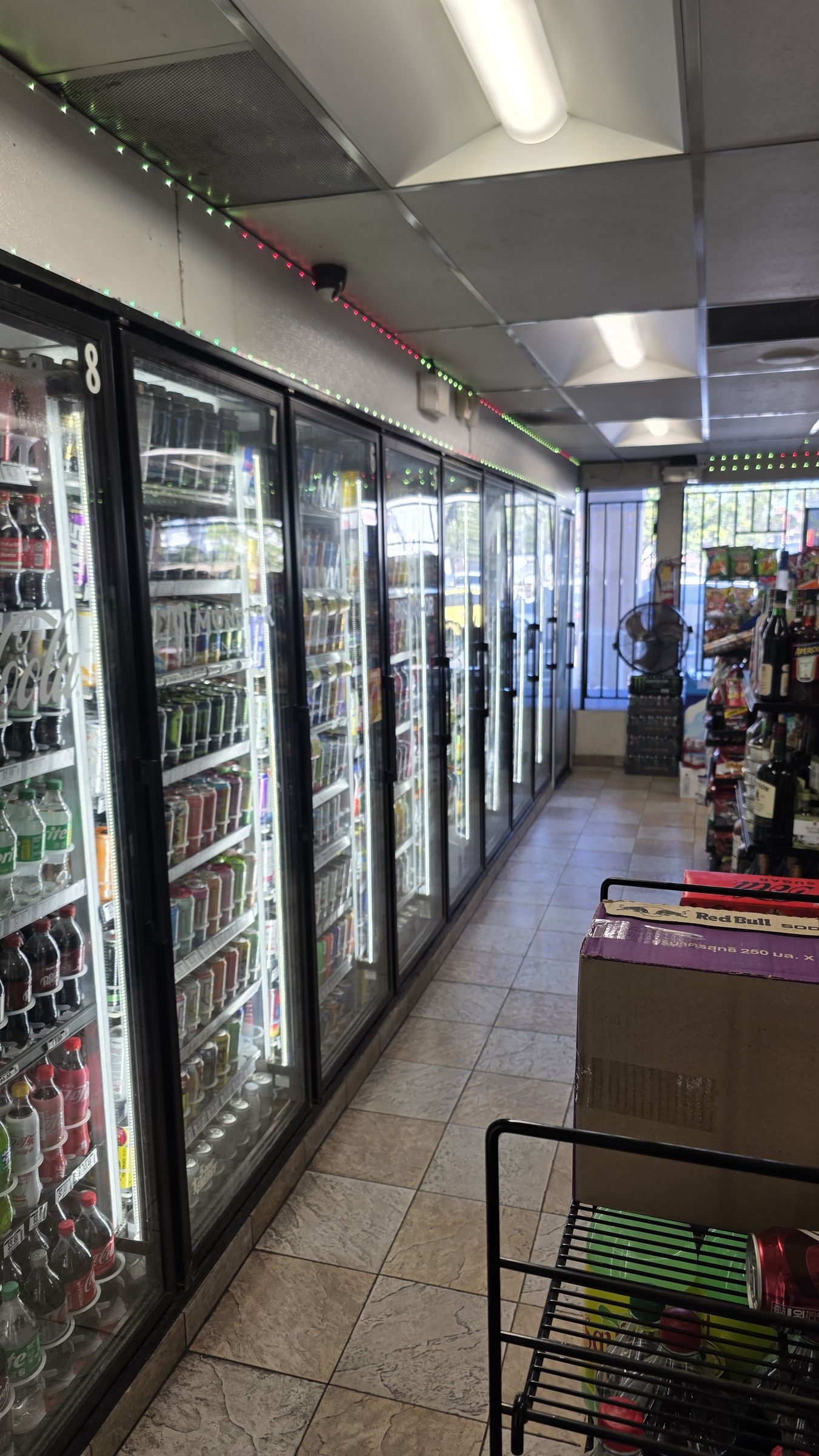 Coolers stocked with beer and drinks